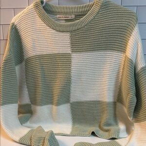 Moon & Madison Sage and Ivory Block Sweater